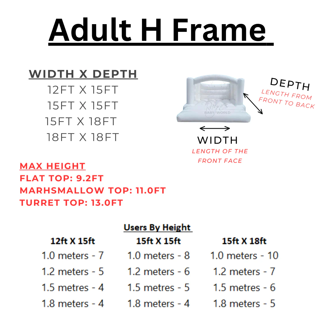 Adult H Frame (Flat Top) Bouncy Castle - Image 2